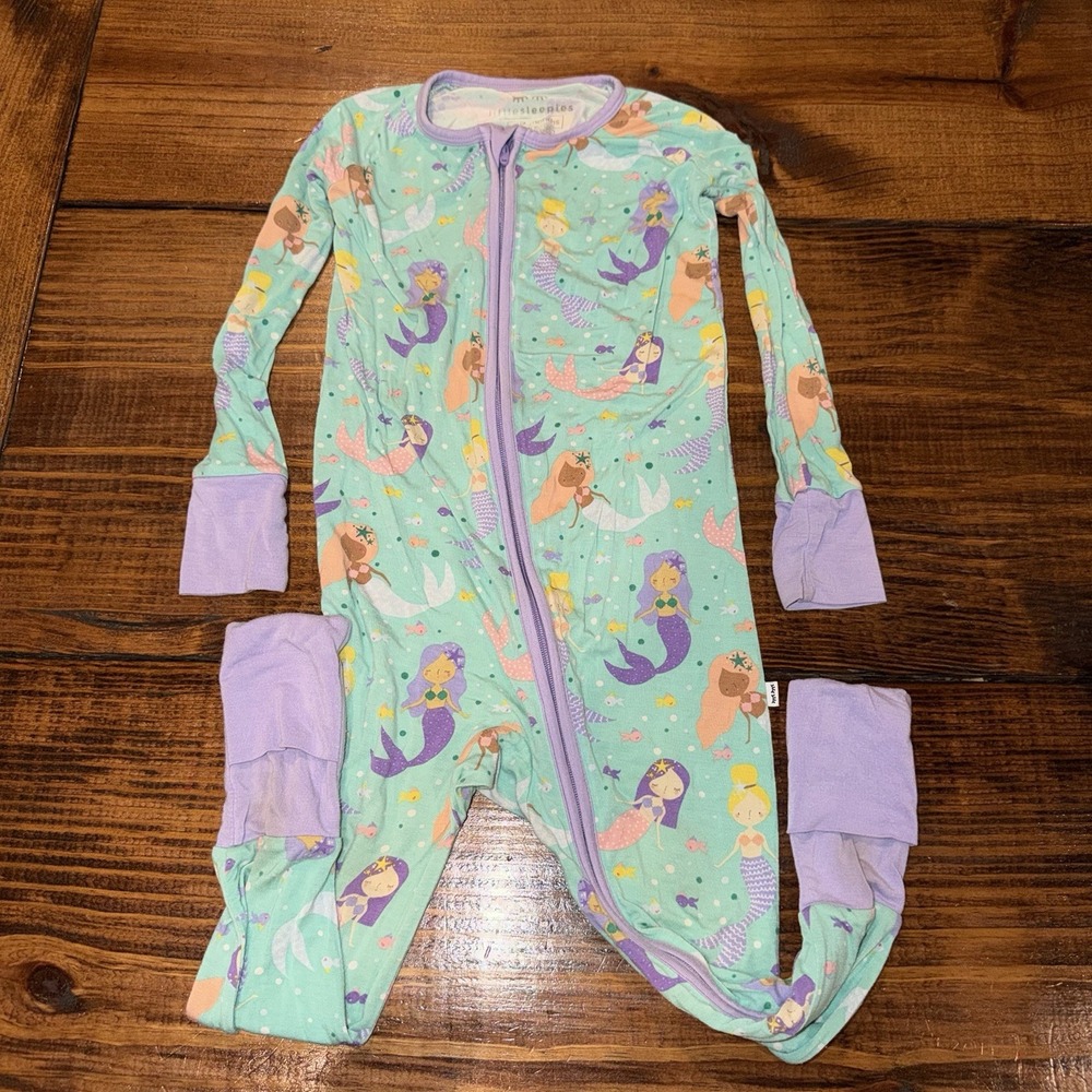 Little Sleepies Girls Mermaid Magic Bamboo Zippy Whimsical Pajamas Size 18-24M